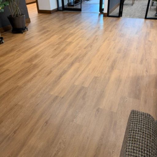 wood look floors in a conference room